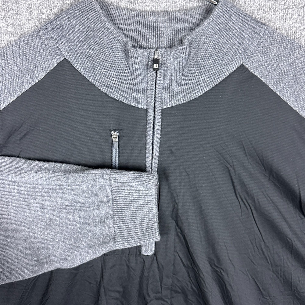 Footjoy FJ Tech Sweater Mens XL Gray 1/4 Zip Pullover Wool Blend Golf‎ Stretch
